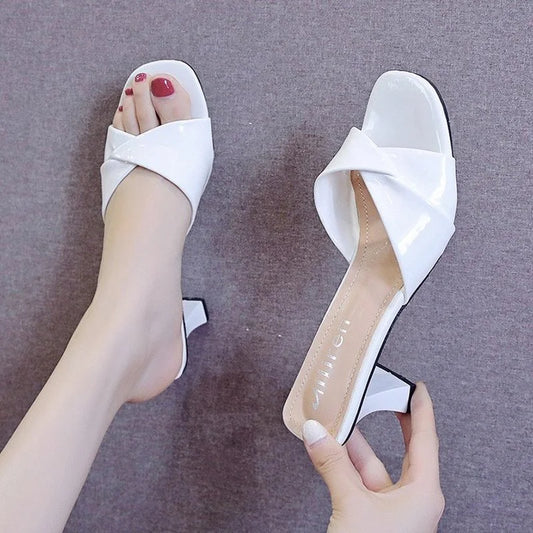 Women Sandals Fashion Summer New Simple Open Toe Round Toe Thin Heels Sandals Female Sexy High Heels  Sandles Women