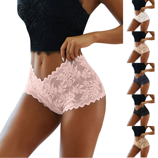High Waist Bikini Thong Panties Womens Underwear Sexy Lace Panties Stretch Soft Ladies Womens Cotton Underwear Packs Bikini