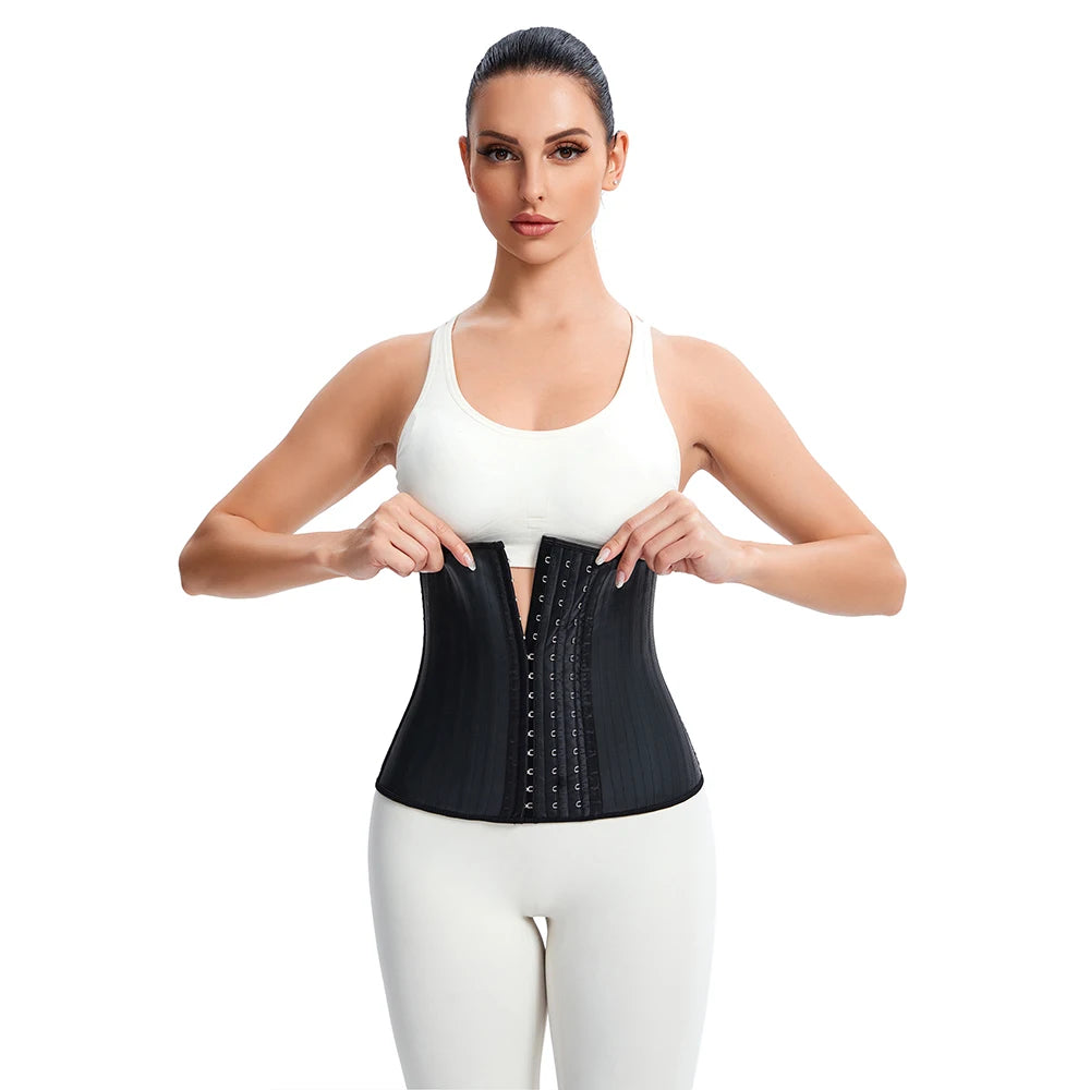 29 Steel Bones Latex Waist Trainer Hook And Eye Corset Fajas Belt Cincher Underbust Korset