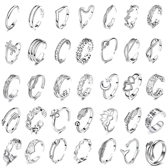 Adjustable Toe Rings for Women Summer Beach Open Toe Rings Set Flower Arrow Tail Pinky Band Rings Barefoot Foot Jewelry