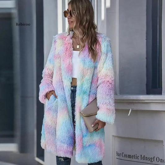 Autumn Long Winter Coat Woman Faux Fur Coat Women Warm Ladies Fur Teddy Jacket Female Plush Teddy Coat Oversize Outwear