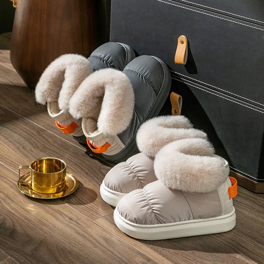 Plush And Plush Short Snow Boots For Women's Anti Slip Cotton Slippers In Winter Thick Soles For The Elderly To Wear Warm Bags