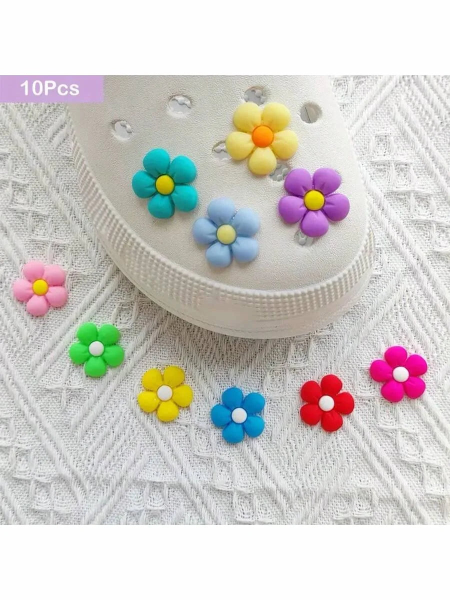 Colorful Flowers Shoe Charms for Crocs 10/20/30Pcs Set Premium PVC Decorations Popular Accessory Great Gift Idea