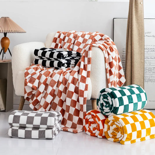 Fluffy Plaid Bed Blankets Warm Soft Coral Fleece Throw Blanket Sofa Cover Bedspread Bed For Kids Pet Home Textile Drop ship