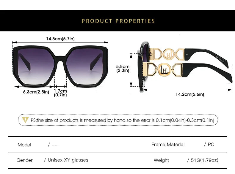 Gafas de sol extragrandes con montura grande y patillas caladas, protección UV400 para mujer, modelo 2025, elegantes gafas de sol de lujo de diseñador.
