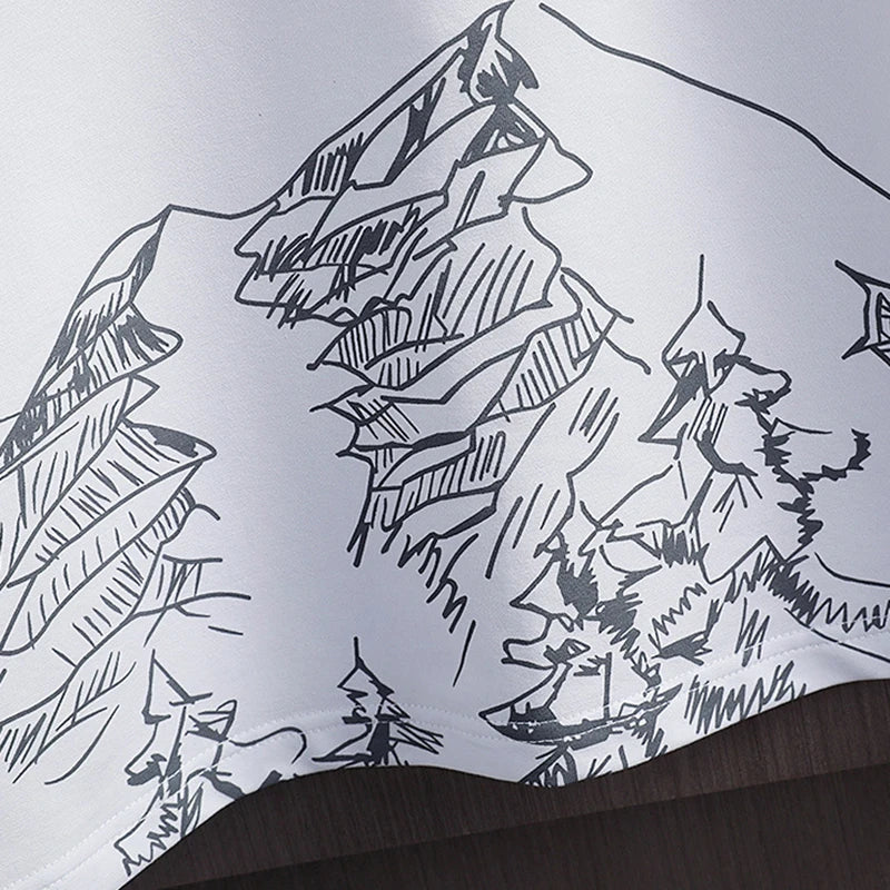 Traje deportivo casual de dos piezas para hombre, de seda helada, sudadera estampada y pantalón de chándal para actividades al aire libre, jogging, baloncesto, entrenamiento y fitness. Poliéster, cuello redondo.