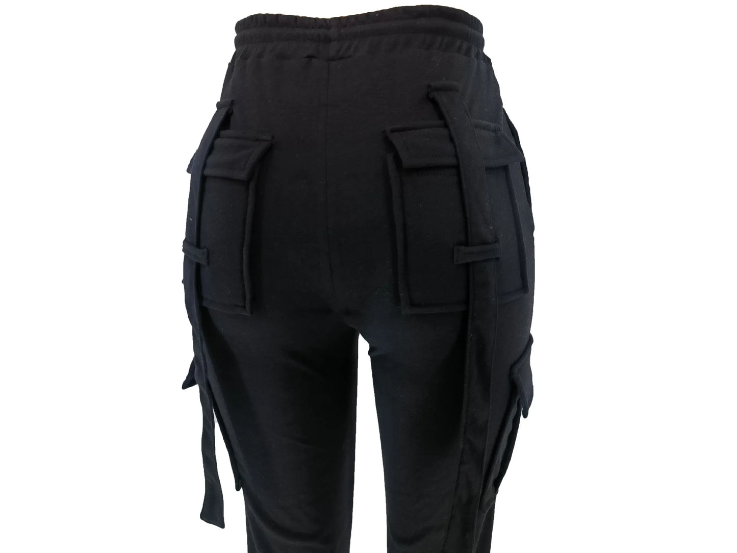 Cargo Pant Women Long Pants Sexy Slim Fit Casual Drawstring Splice Button Pocket Straight Trousers Lace Up High Elastic Waist