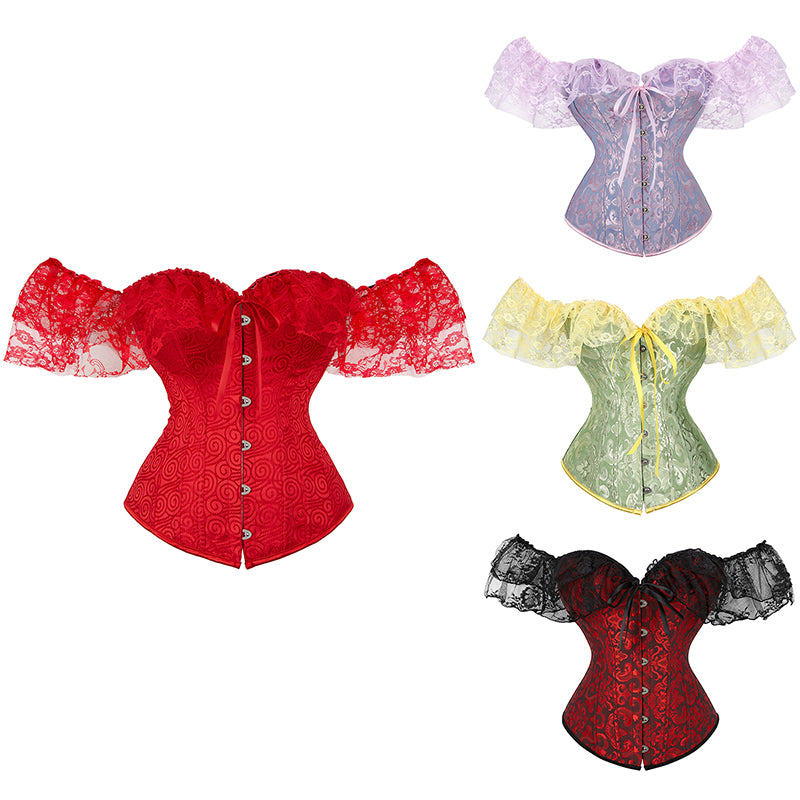 Vintage Lace Flounce Corset Slimming Fishbone Bandage Bustier for Women Eye-Catching Wedding Party Dress Shaping Top Harajuku Style