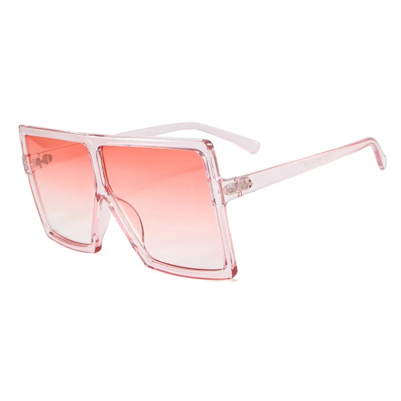 Pink gradient oversized sunglasses with clear frames, stylish summer accessory