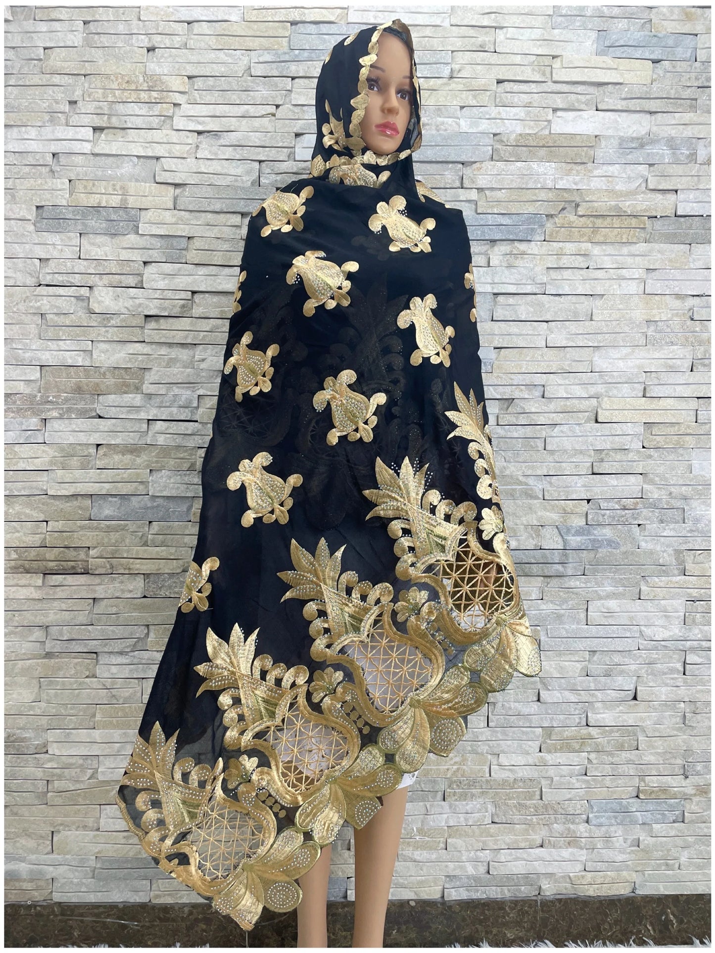 Muslim Fashion Women Headscarf Turkish Dubai Arabic Indian African  Scarf Embroidery Desgin Big Cotton Scarves For Shawls