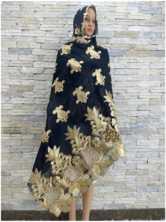 Muslim Fashion Women Headscarf Turkish Dubai Arabic Indian African  Scarf Embroidery Desgin Big Cotton Scarves For Shawls