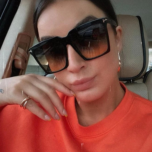 Oversize Brand Designer Sunglasses Women 2024 Vintage T Square Sun Glasses Female Black Gradient Glasses Men Oculos UV400
