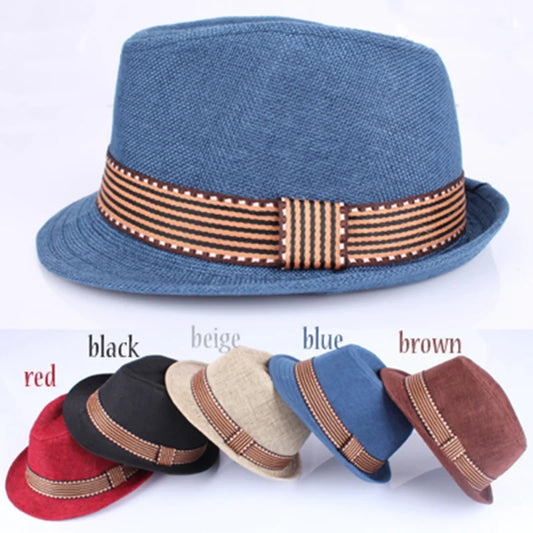 New Spring Kids Caps for Boy 2-6Y Solid Hemp British Jazz Style Fedoras Casual Outdoor Sun Hats Gentlemen Caps Children Bonnet