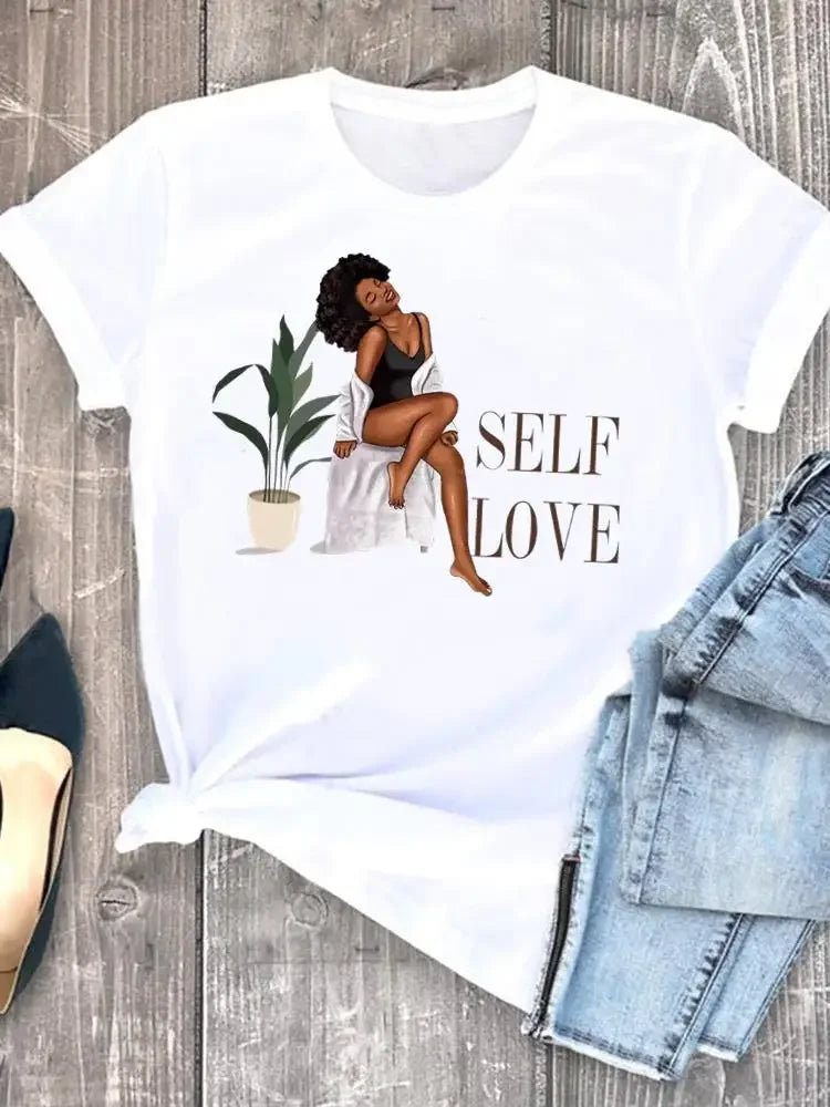 Flower Letter Trend 90s Cute Casual Clothes Female T-shirts Short Sleeve Fashion Women Print T Clothing Ladies Graphic Tee