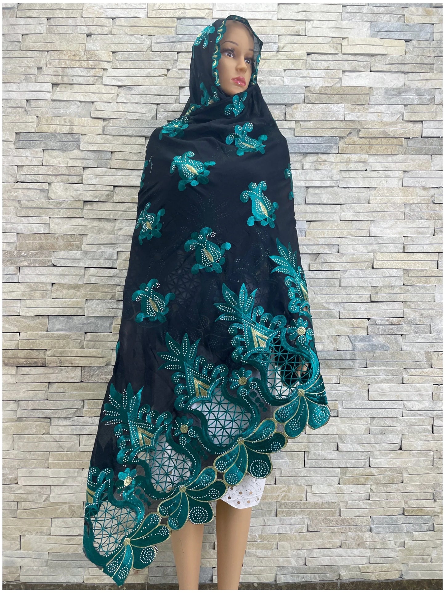 Muslim Fashion Women Headscarf Turkish Dubai Arabic Indian African  Scarf Embroidery Desgin Big Cotton Scarves For Shawls