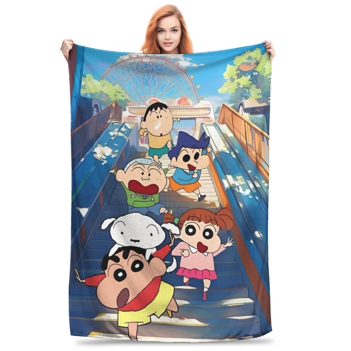 Crayon Shin-chans Cartoon Anime Print Blanket For Men Women Cozy Soft  Throw Blankets for Sofa 50x60 Inches Multi-size