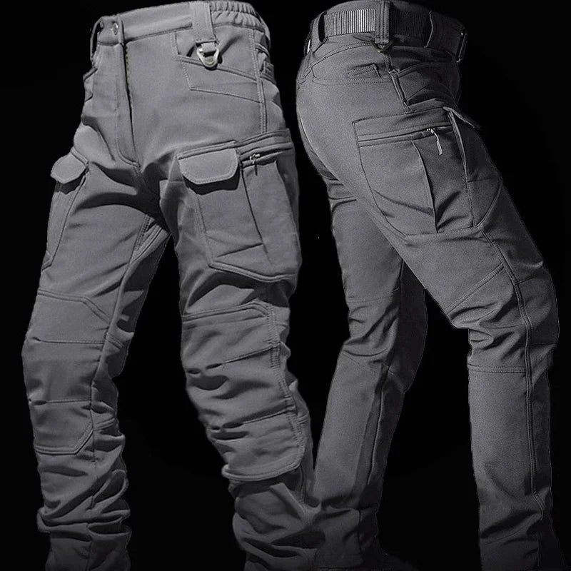 Winter Outdoor Waterproof Suits Men Tactical Windproof Hooded Jacket Fleece Warm Pants Multi-pocket  Thermal Sets Autumn
