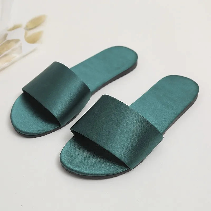 Kimono Wedding Slippers With Butterfly-knot Fashion Bride Bridesmaid Party Gift Indoor Shoes Satin Low-heeled Slides