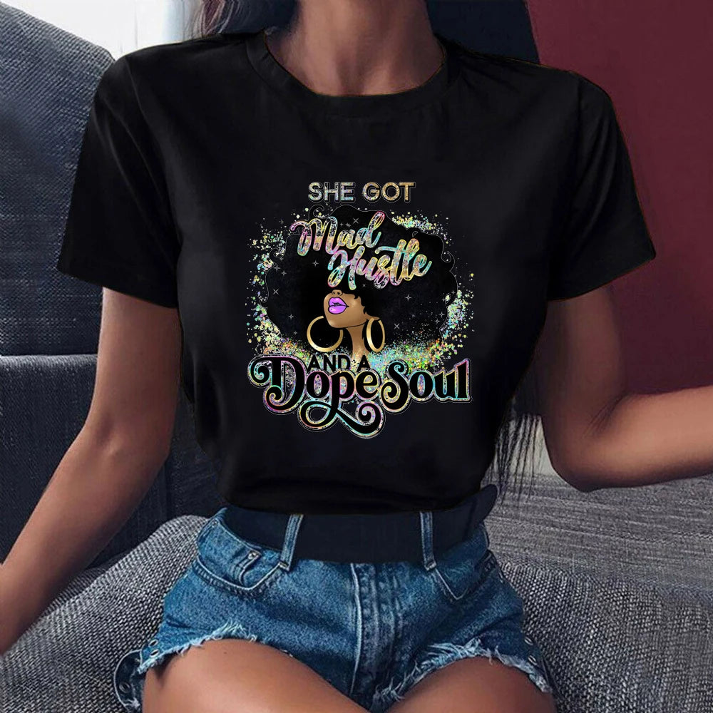 I Am Melanin Queen Graphic Tees Women Afro American Black Girl Magic T-Shirt Black Lives Matter Shirt Dope Educated Blm T Shirt