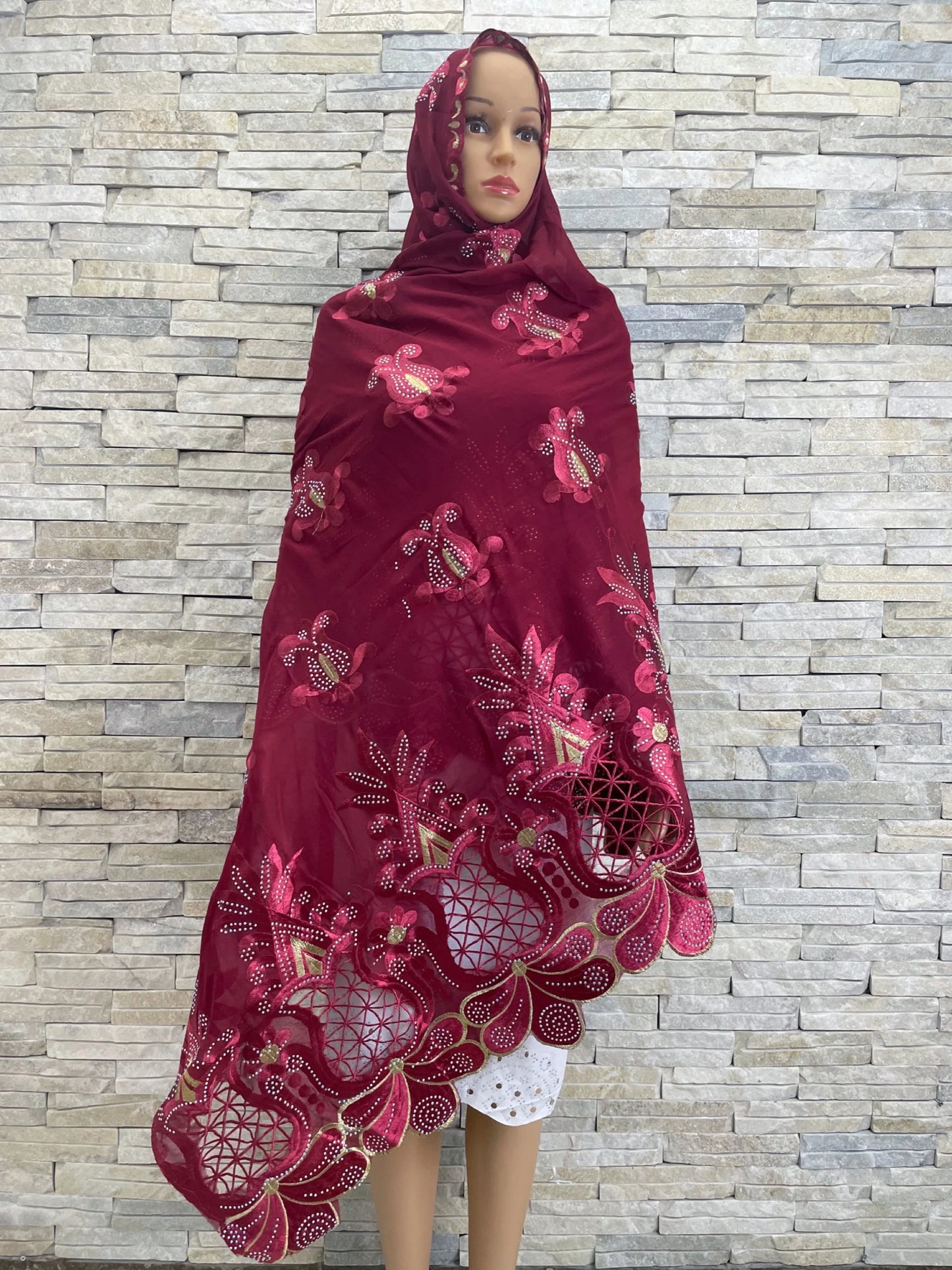Muslim Fashion Women Headscarf Turkish Dubai Arabic Indian African  Scarf Embroidery Desgin Big Cotton Scarves For Shawls