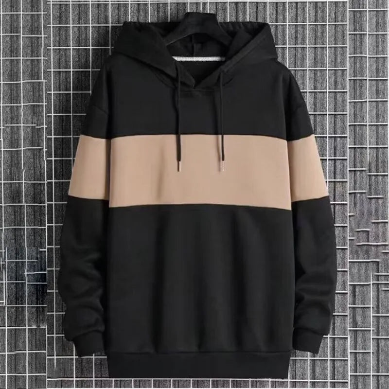New Men's Long-sleeved Hoodie Male Matching Color Casual Sport Sweatshirt Hoodies