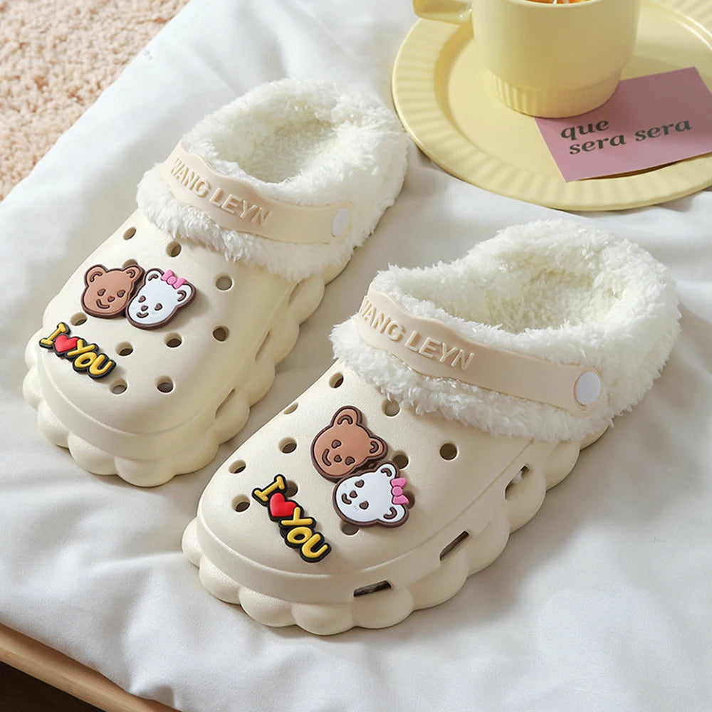 1 Pair Winter Warm Plush Insoles for Crocs Hole Shoes Velvet Liner Thickened Soft Shoe Covers Shoe Accessories