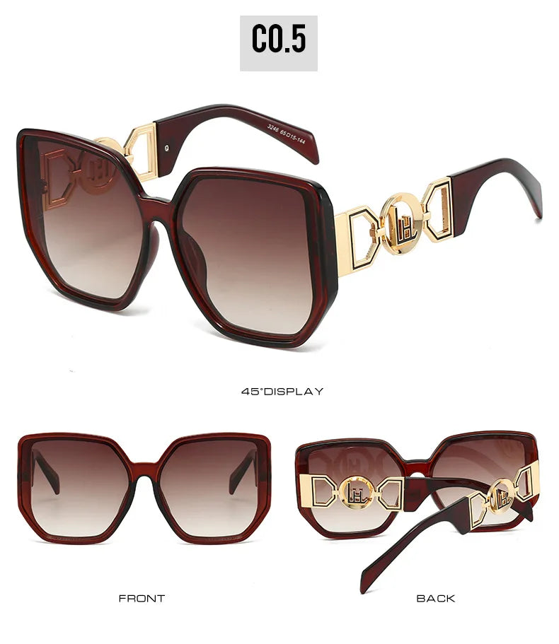 Gafas de sol extragrandes con montura grande y patillas caladas, protección UV400 para mujer, modelo 2025, elegantes gafas de sol de lujo de diseñador.