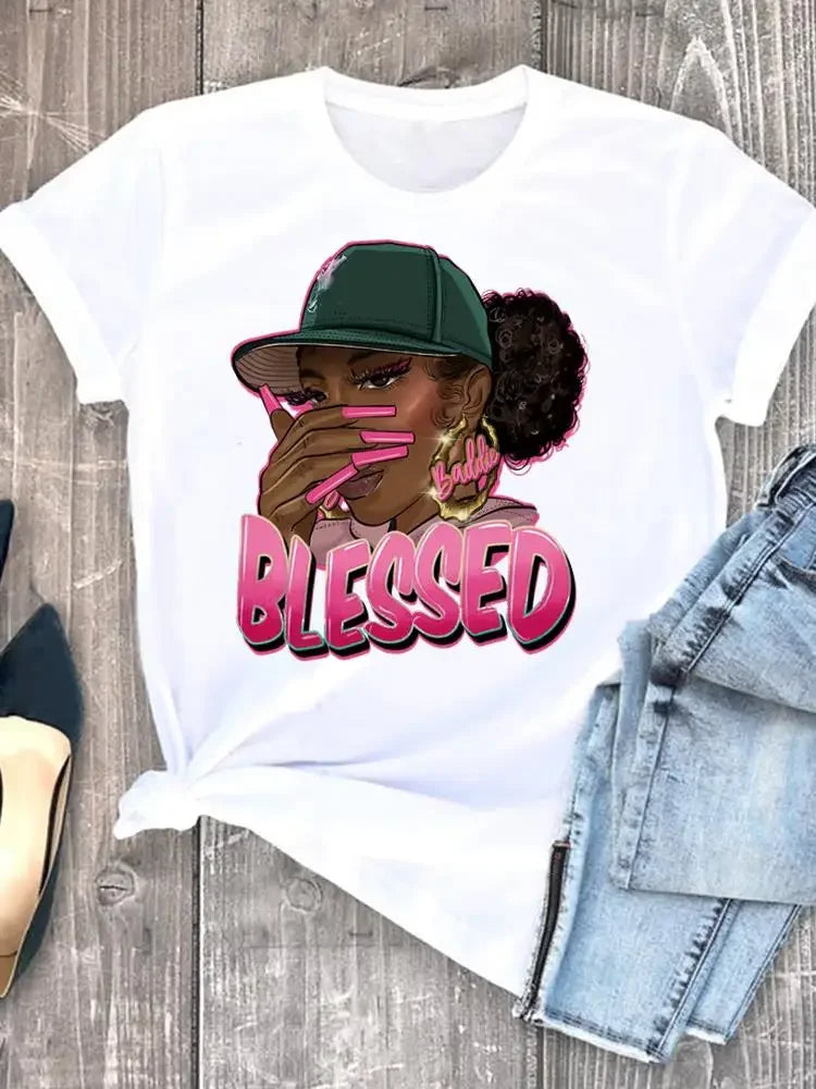 Flower Letter Trend 90s Cute Casual Clothes Female T-shirts Short Sleeve Fashion Women Print T Clothing Ladies Graphic Tee