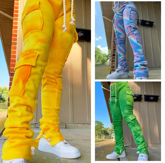 Strecth Cargo Pants for Women Streetwear Mid Waist Multi Pockets Drawstring Trousers Vintage 2024 Autumn Printing Sweatpants