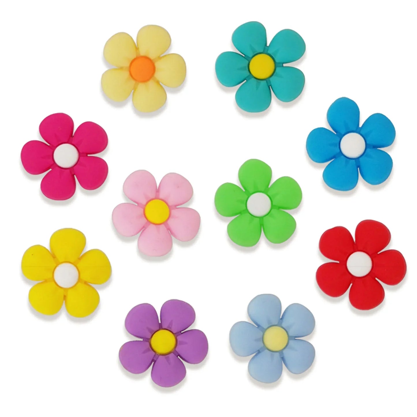 Colorful Flowers Shoe Charms for Crocs 10/20/30Pcs Set Premium PVC Decorations Popular Accessory Great Gift Idea