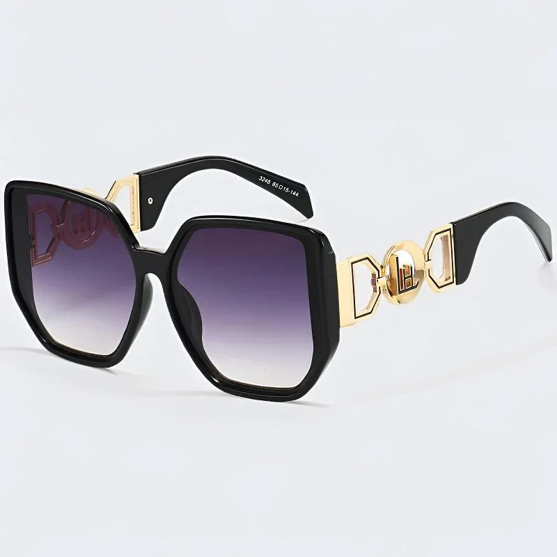 Gafas de sol extragrandes con montura grande y patillas caladas, protección UV400 para mujer, modelo 2025, elegantes gafas de sol de lujo de diseñador.