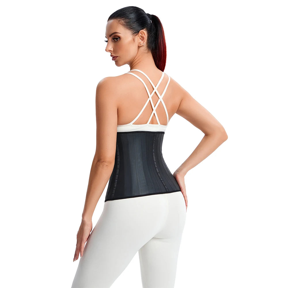 29 Steel Bones Latex Waist Trainer Hook And Eye Corset Fajas Belt Cincher Underbust Korset