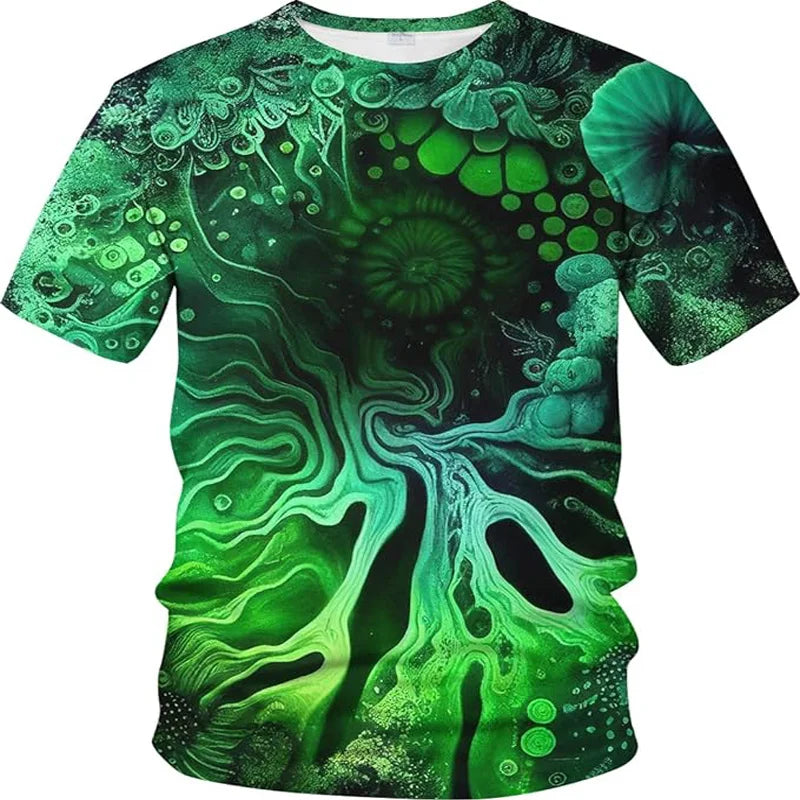 3D Printed Psychedelic T-Shirt Neon Shirt Men and Women Gradient Tie-Dye Pattern T-Shirt O Collar Casual Short Sleeve Top