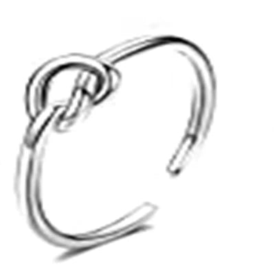 Concierge tier icon, minimalist silver ring with knot design on white background