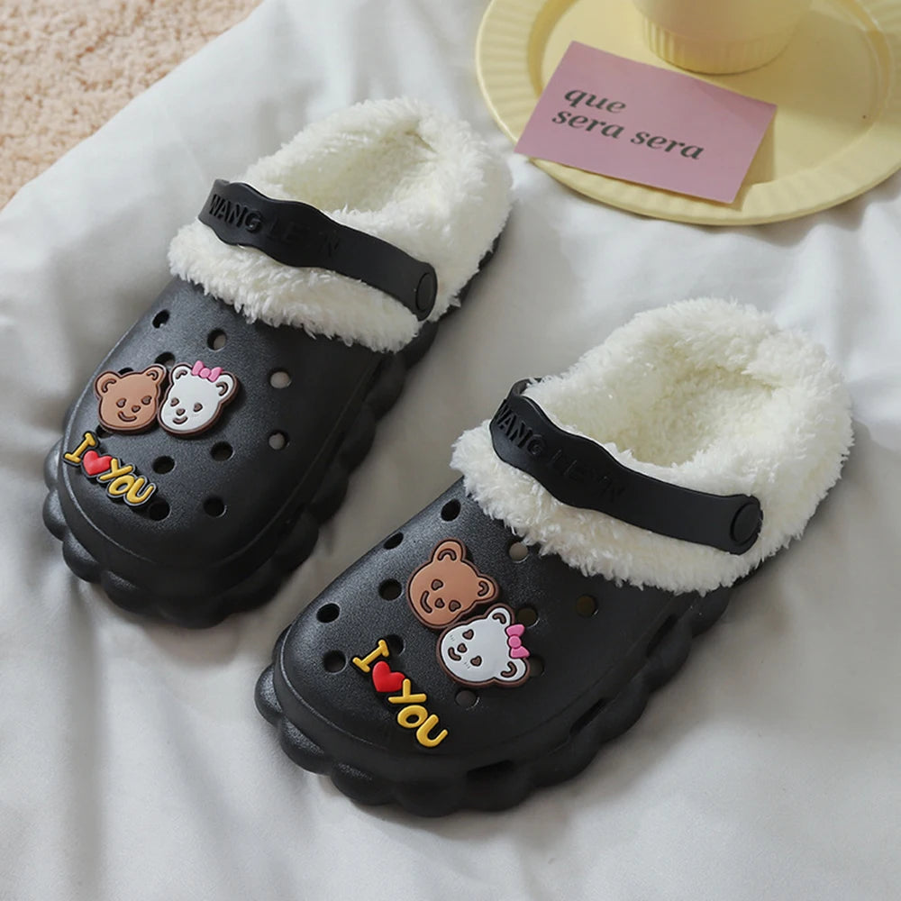 1 Pair Winter Warm Plush Insoles for Crocs Hole Shoes Velvet Liner Thickened Soft Shoe Covers Shoe Accessories