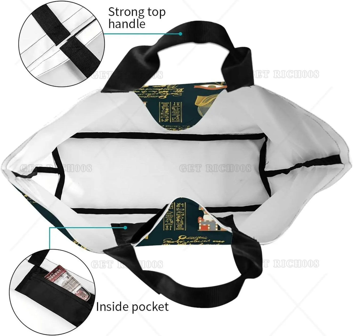 Egyptian Styles Tote Shoulder Bag Hieroglyphs Bags Storage Handle Shopping Bag Portable Egypt Bag Supermarket Bag Fashion