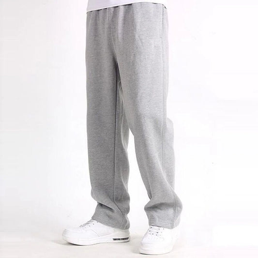 Men's Solid Color Sweatpants Casual Straight Pants Trendy Youth Warm Loose Baggy Elastic All-Match Trousers