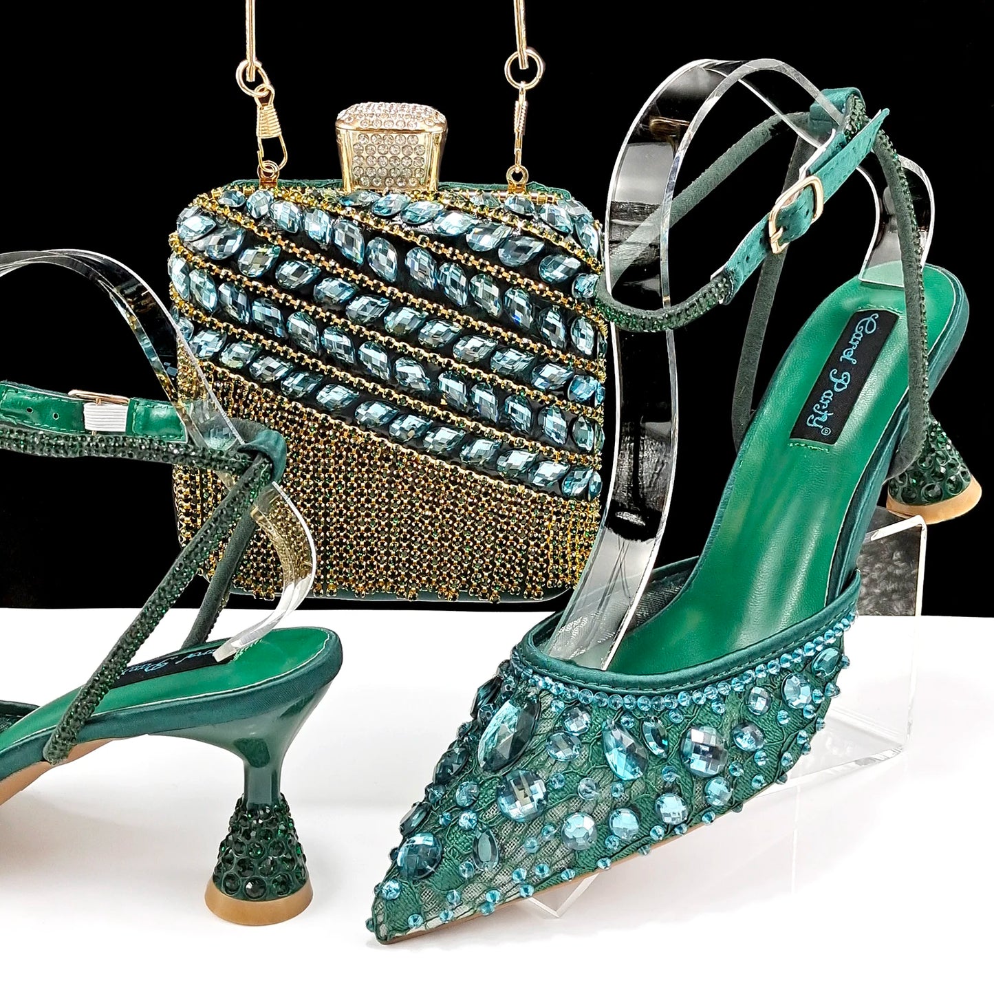 Italian Design Mini Three-Dimensional Hard Bag Tassel decoration Bag Nigeria Elegant Shoes and Bag Set Women Shoes