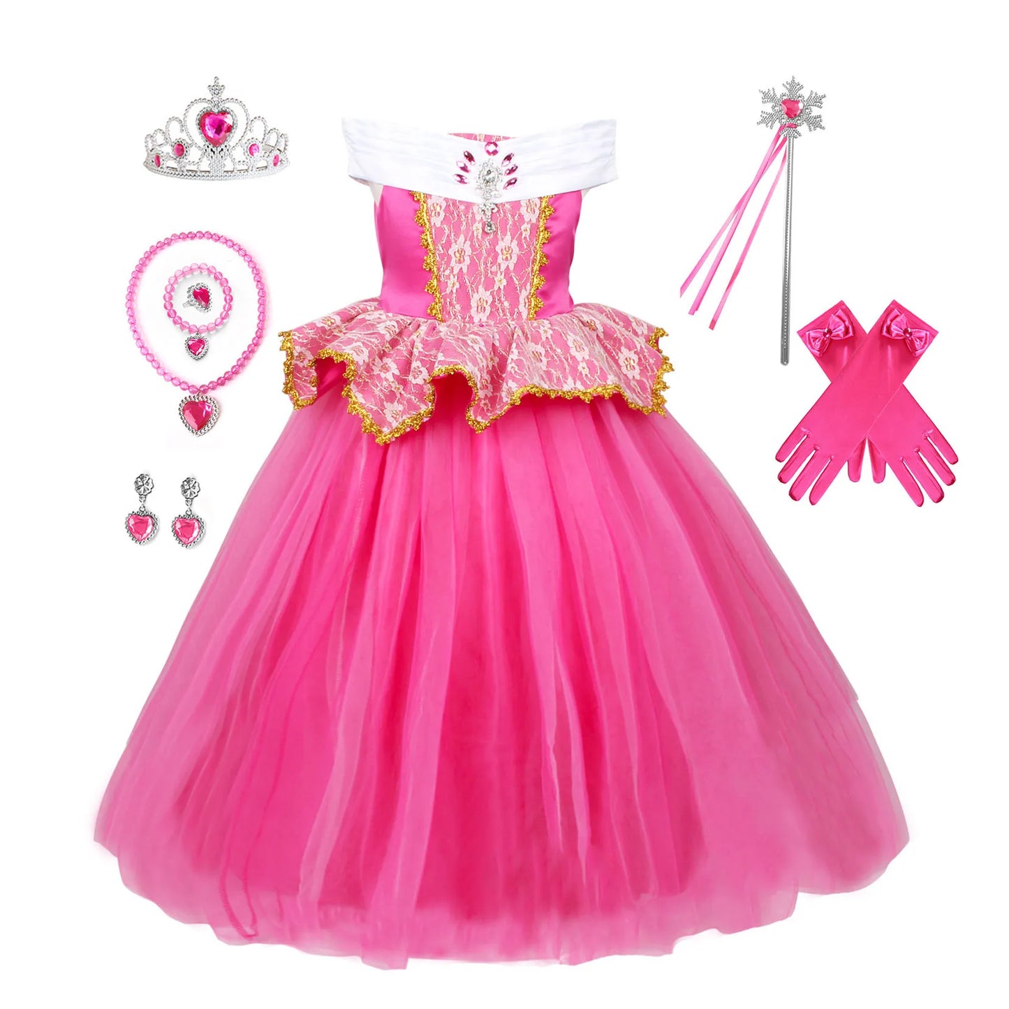 Shiny Toddler Little Girls Movie Princess Sleeping Beauty Aurora Birthday Party Cosplay Halloween Fancy Dress