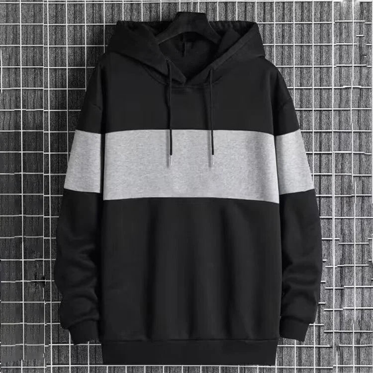 New Men's Long-sleeved Hoodie Male Matching Color Casual Sport Sweatshirt Hoodies