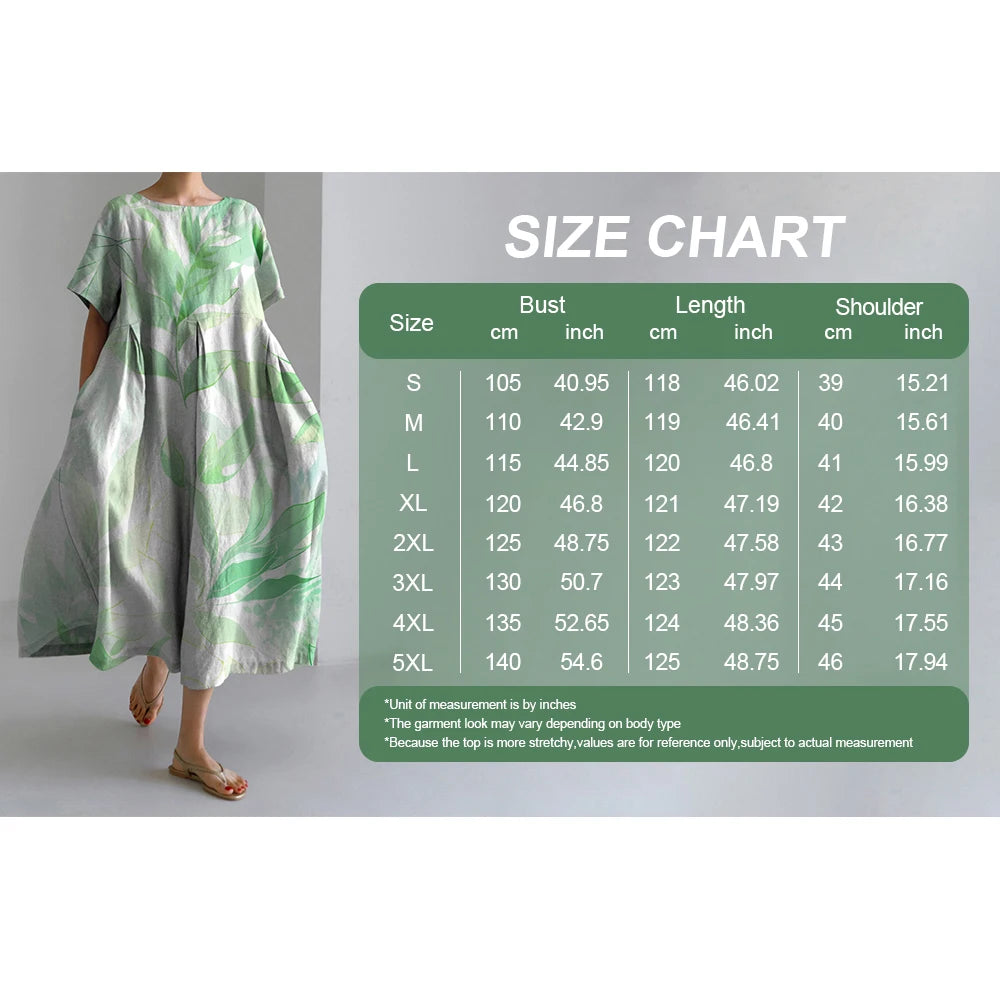 New Summer Womens Dresses Exquisite Elegant Round Neck Short Sleeve Long Pink Spotted Irregular Printed Comfortable Midi Dresses