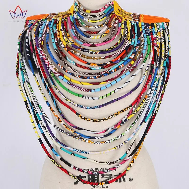 Ankara Beautiful Multi Strand Necklace African Bold Colorful Long Exotic Jewelry Anfrica Handmade Long Collier WYB181