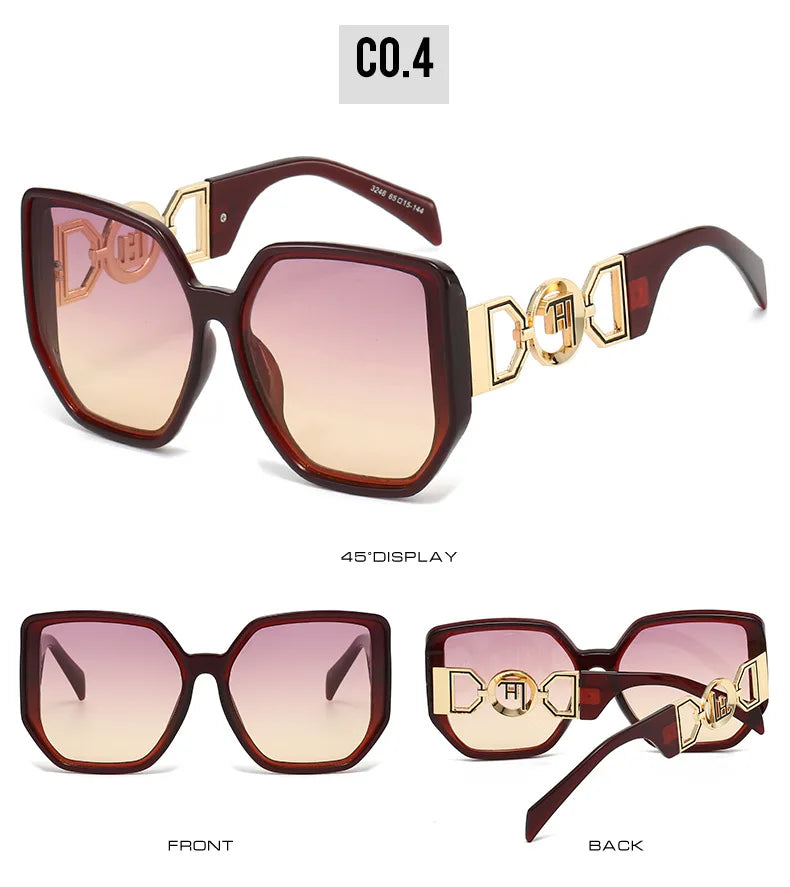 Gafas de sol extragrandes con montura grande y patillas caladas, protección UV400 para mujer, modelo 2025, elegantes gafas de sol de lujo de diseñador.