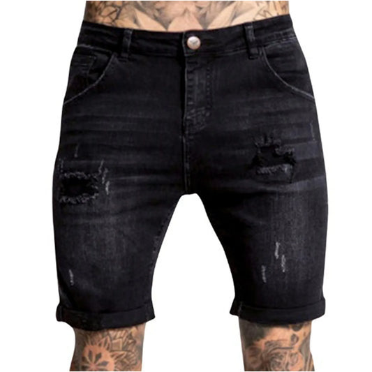 New Spring Summer Men's Denim Shorts Men's Clothing Beach Ripped Jeans Denim Cotton Short Casual Men Shorts