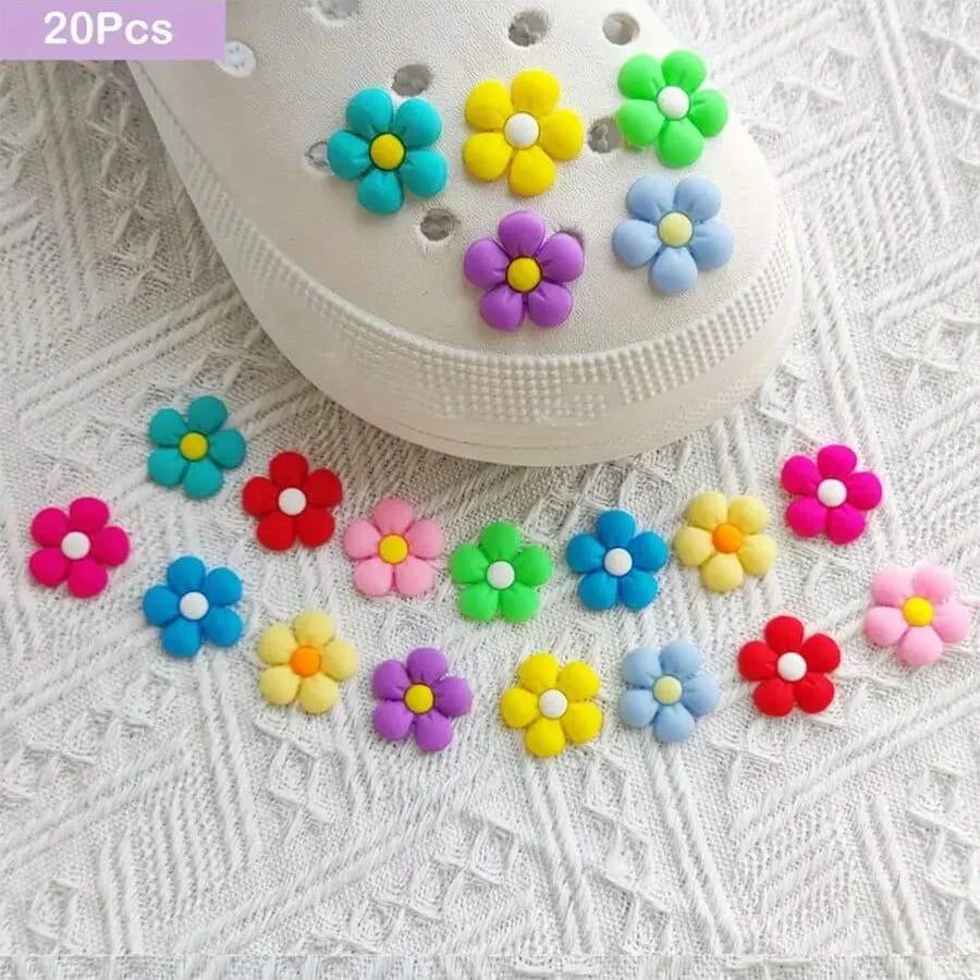 Colorful Flowers Shoe Charms for Crocs 10/20/30Pcs Set Premium PVC Decorations Popular Accessory Great Gift Idea
