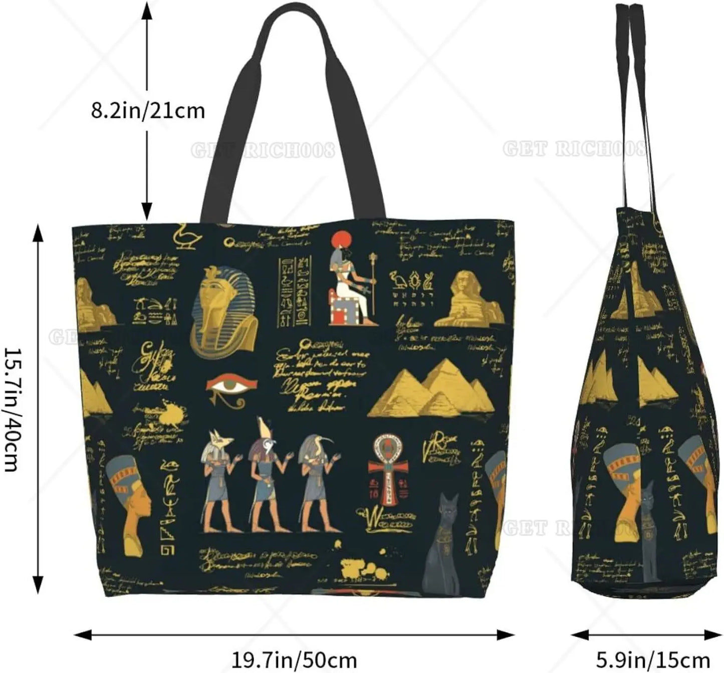 Egyptian Styles Tote Shoulder Bag Hieroglyphs Bags Storage Handle Shopping Bag Portable Egypt Bag Supermarket Bag Fashion