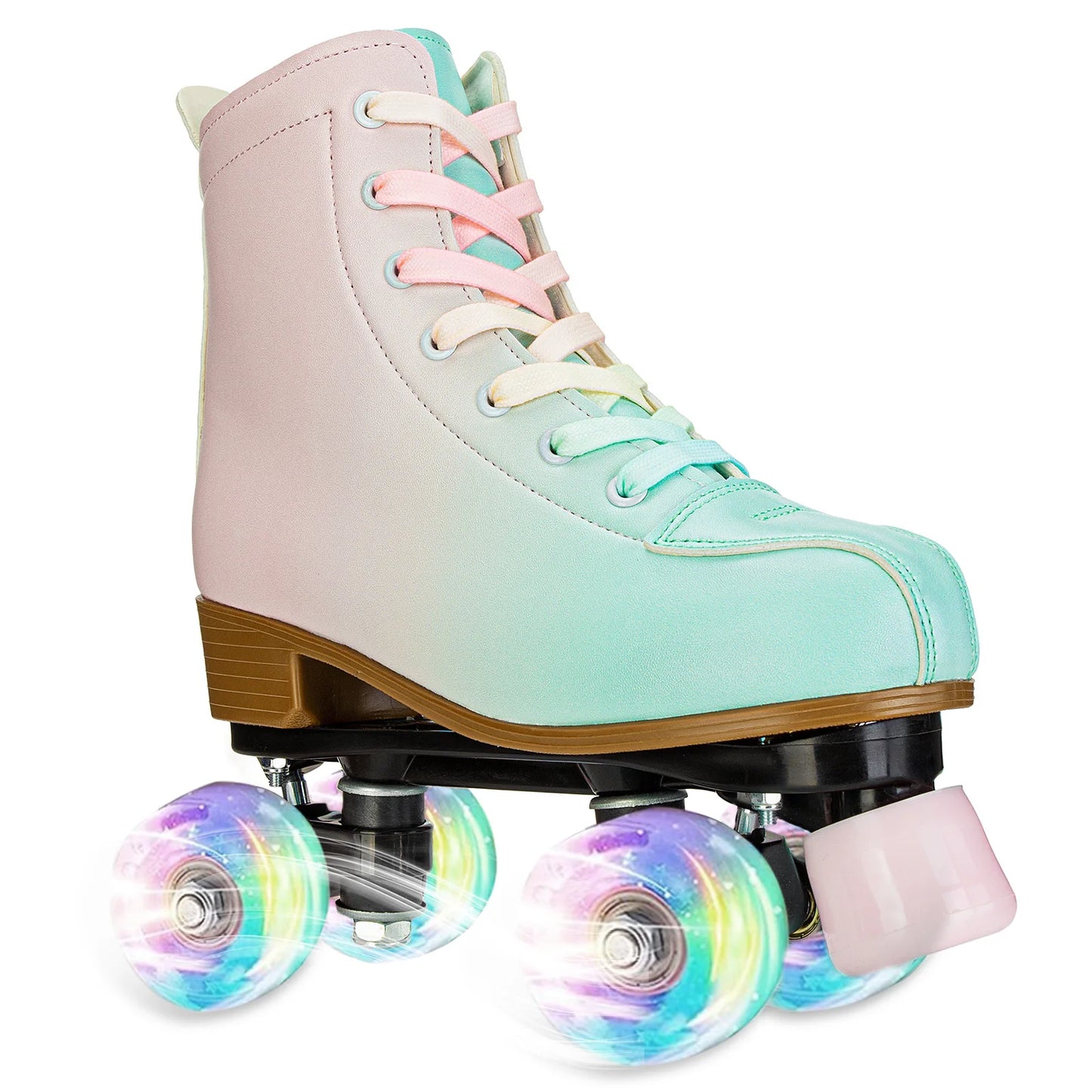 Size 32 Green Pink Suede Double Row Roller Skates Shoes for Adult and Children 4 Wheels double row skates Quad Sneakers Training