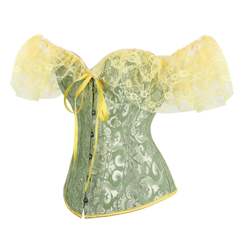 Vintage Lace Flounce Corset Slimming Fishbone Bandage Bustier for Women Eye-Catching Wedding Party Dress Shaping Top Harajuku Style